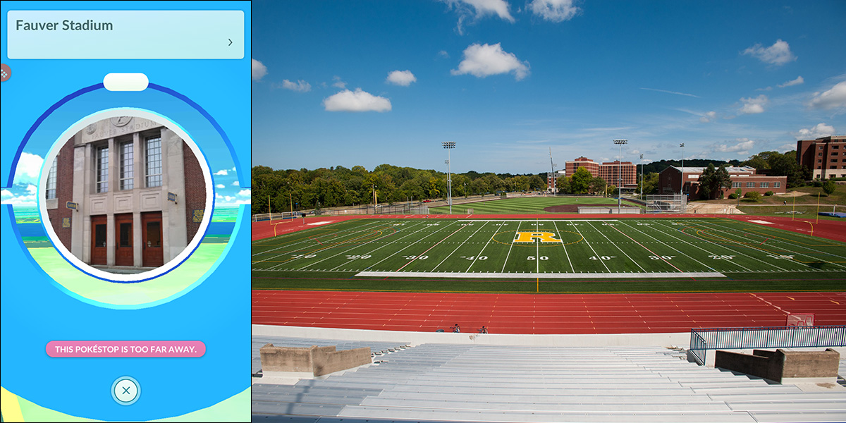 screenshot of Pokemon game with Fauver Stadium