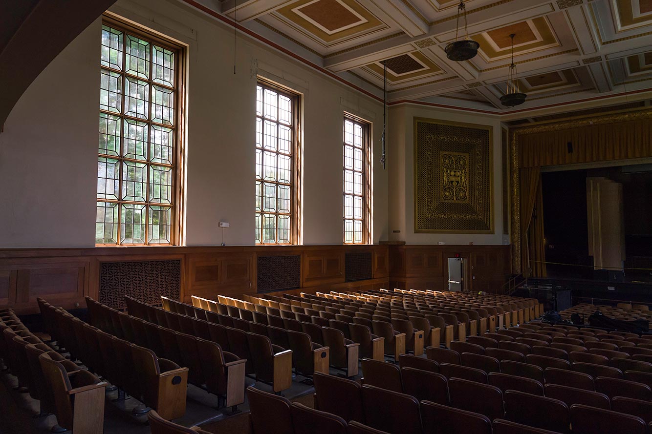 windows in Strong Auditorium