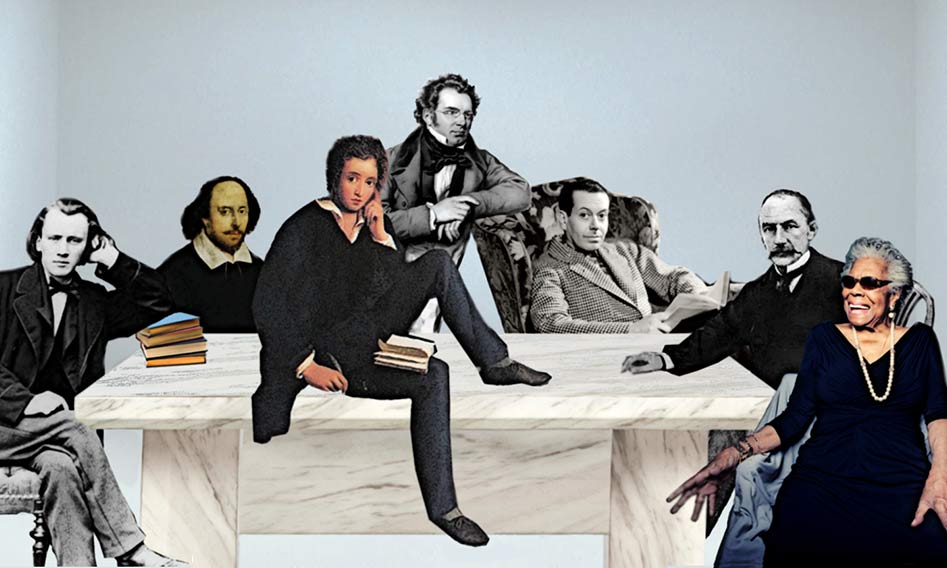 Feature image photo illustration of famous literary figures
