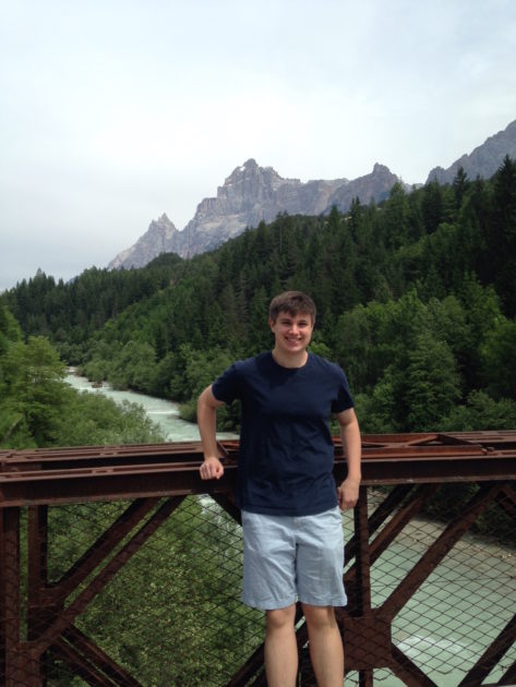 Andrew Tarbox '17 in Borca di Cadore, Italy, where he traveled with Nancy Chin on funding assistance from a Discover Grant. (Photo courtesy of Andrew Tarbox)