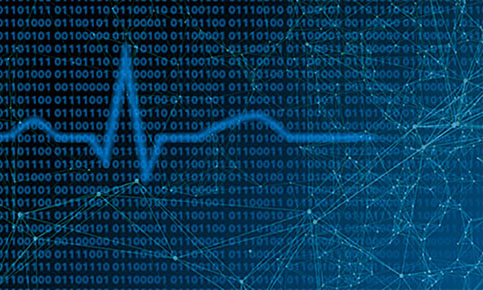 abstract image of heart monitor and computer data