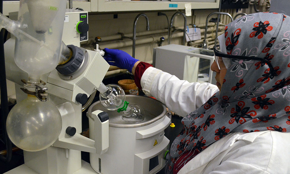 student in lab