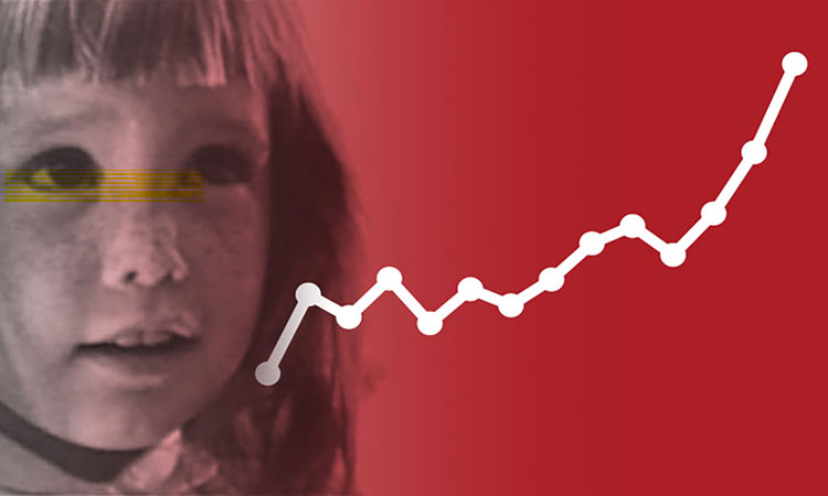 illustration of chart going up, with image from famous 1964 Daisy ad