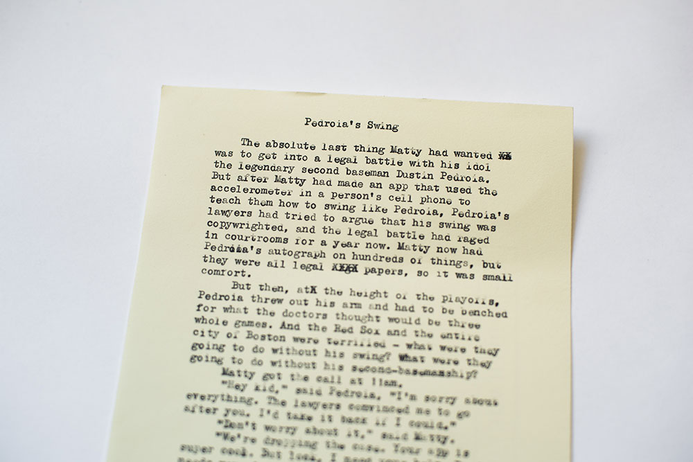example of type-written story titled PEDROIA'S SWING