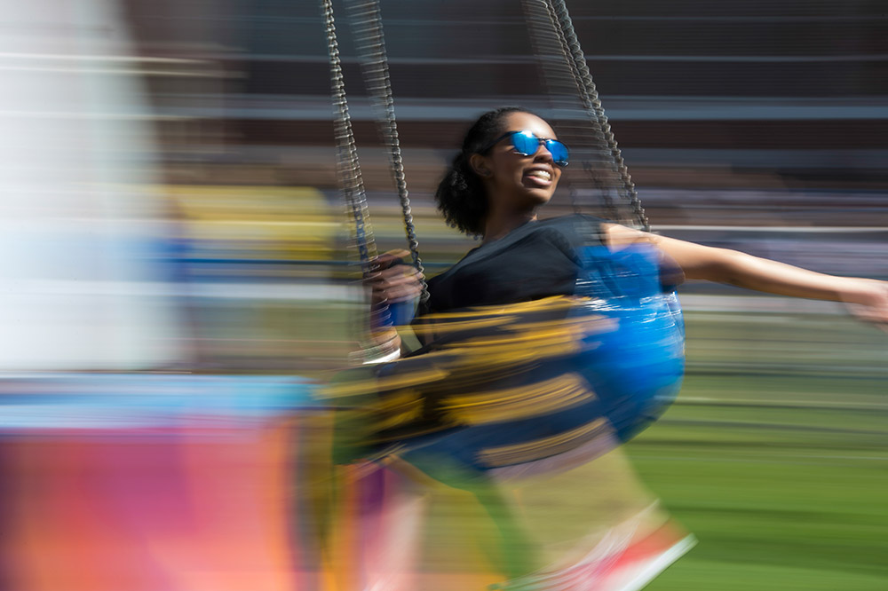 student on swing