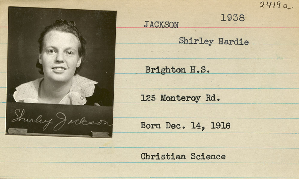 Feature image ID card from 1938 for Shirley Jackson