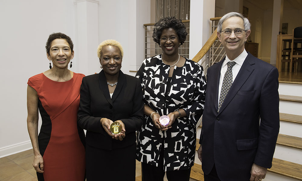 Feature image group portrait of university administrators and award winners