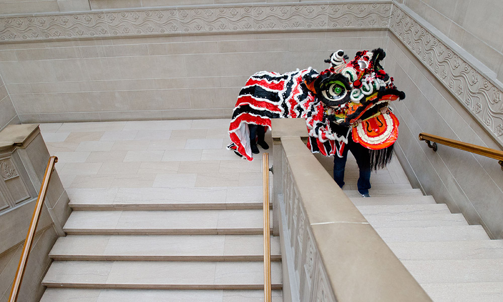 Feature image Chinese dragon in Rush Rhees Library