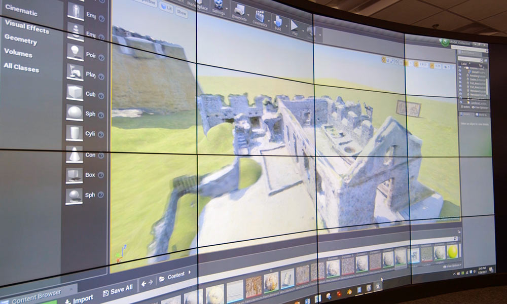 view of 3-D mapping on large screen