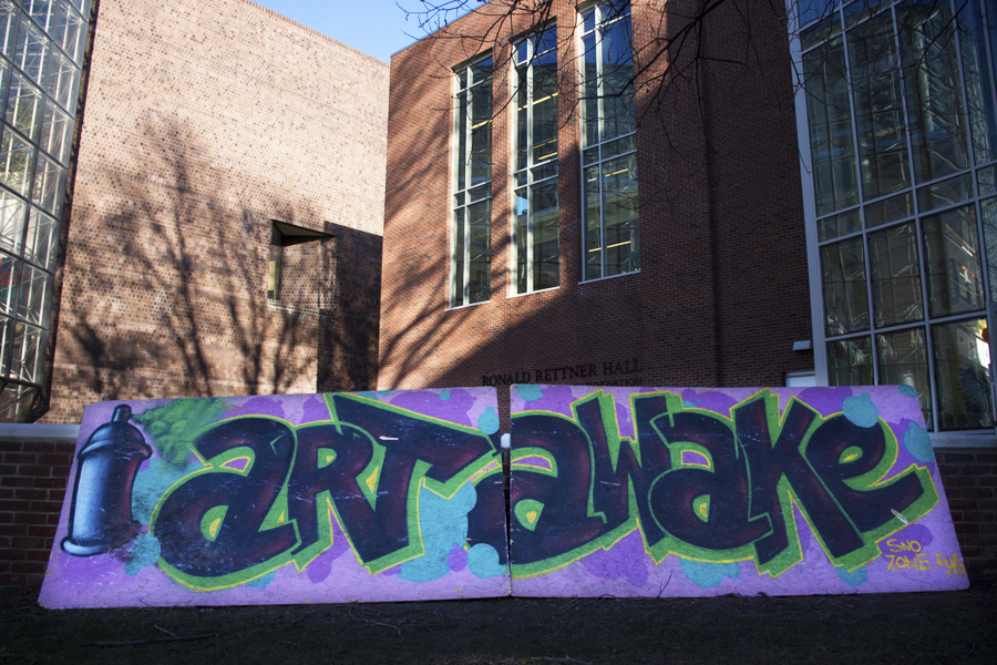 Feature image Art Awake banner outside Rettner Hall