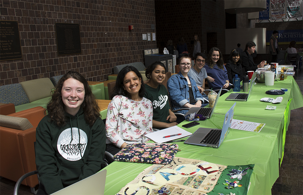 students at a table