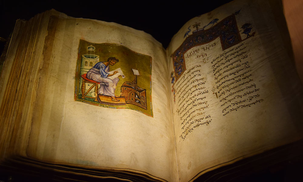 close-up detail of ancient manuscript