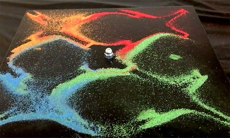 abstract close-up of colored particles forming a pattern.