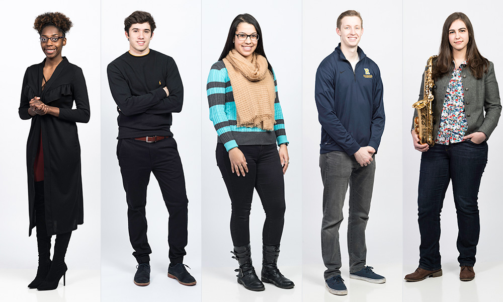 group portrait of five students