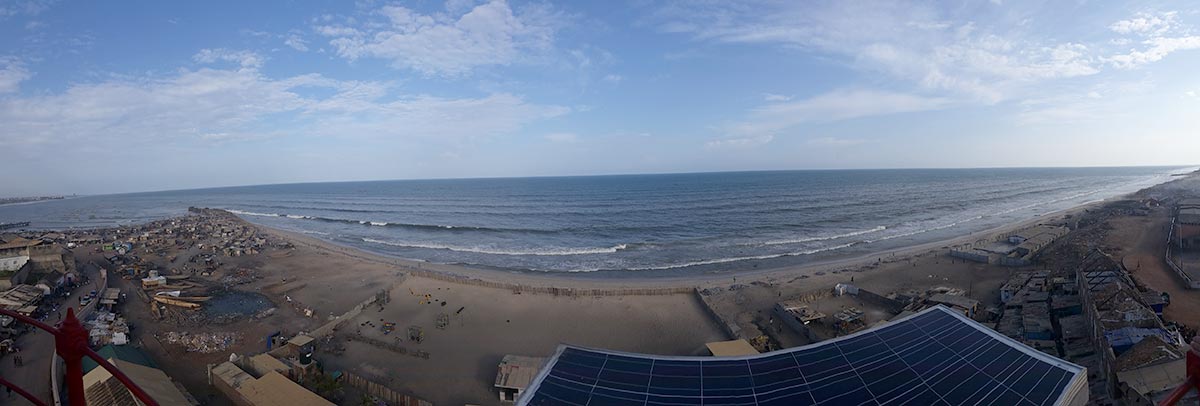 Panorama of the view from the Jamestown lighthouse