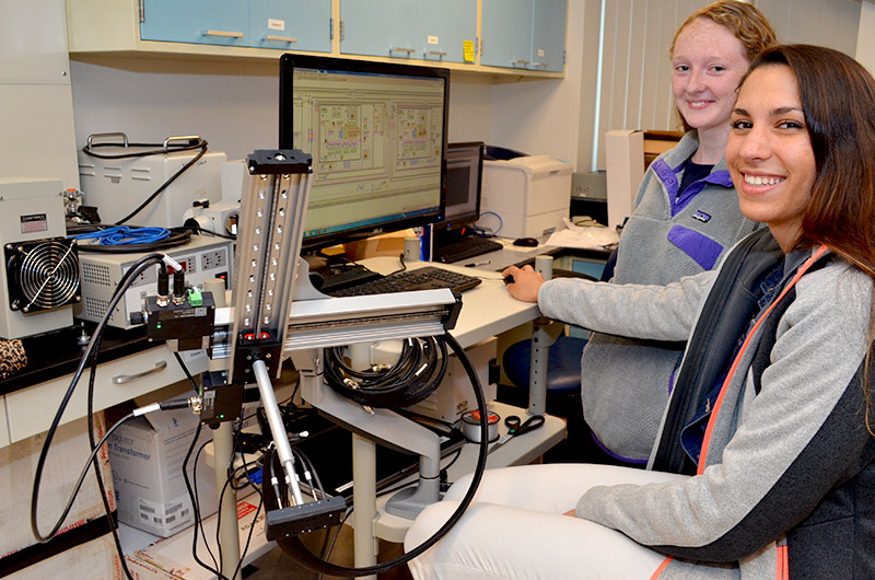 two students in a lab
