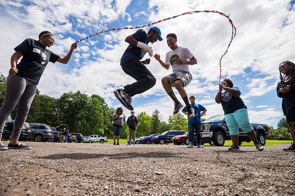 students jumping rope