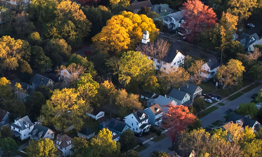 aerial view of Rochester neighborhood houses