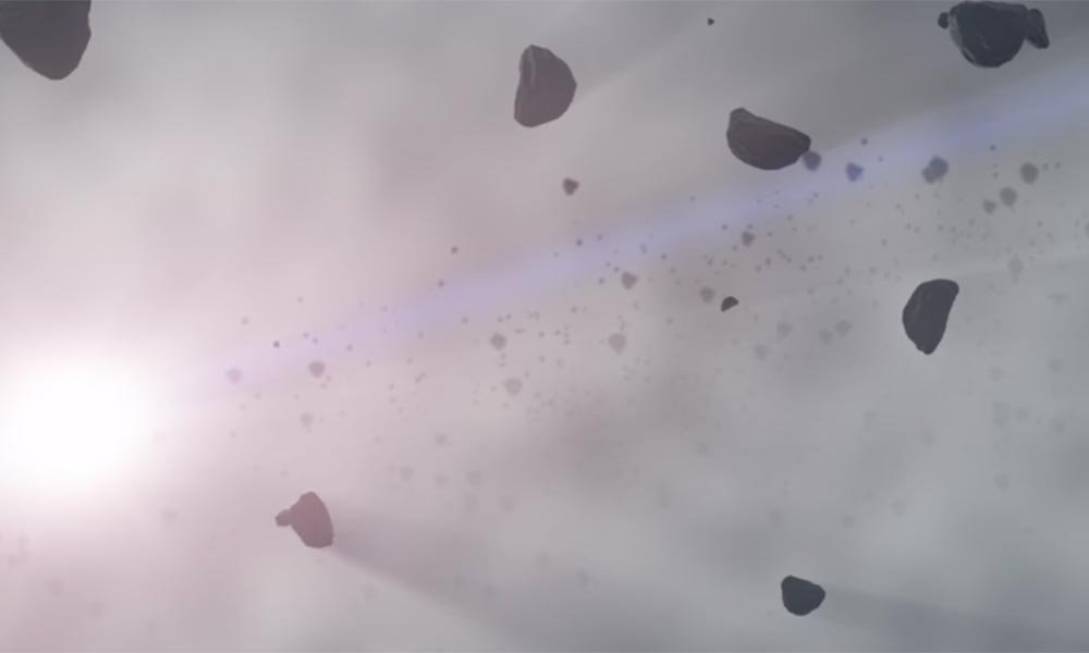Feature image artist conception of icy particles in space