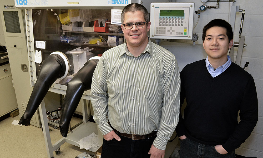 Feature image Wyatt Tenhaeff and Brian Shen in the lab