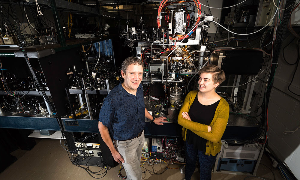 student with professor in the lab
