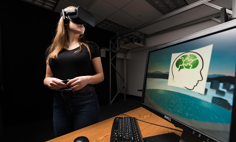 woman wearing a VR headset