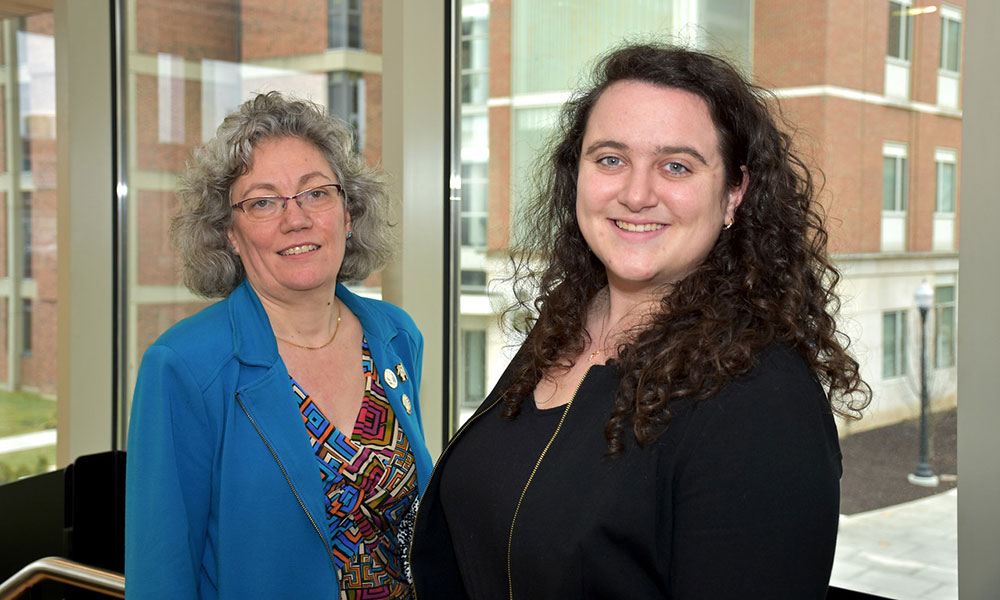Feature image Amy Lerner and Antoinette Esce ’15 cochair the Commission on Women and Gender Equity in Academia