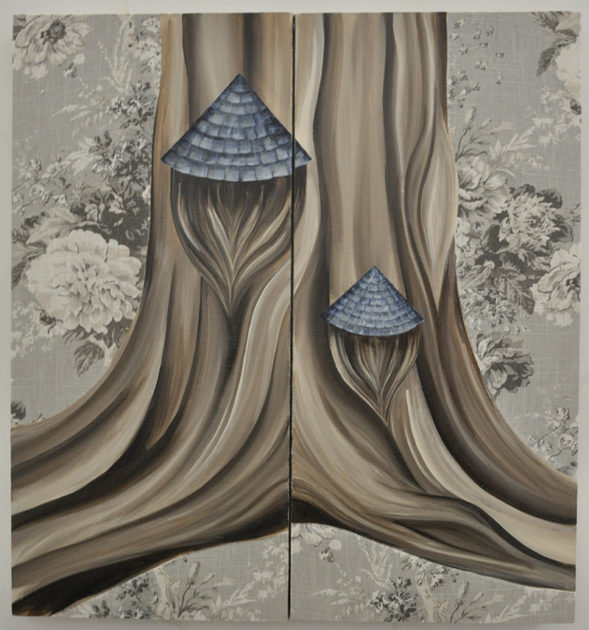 detail of a painting of a tree