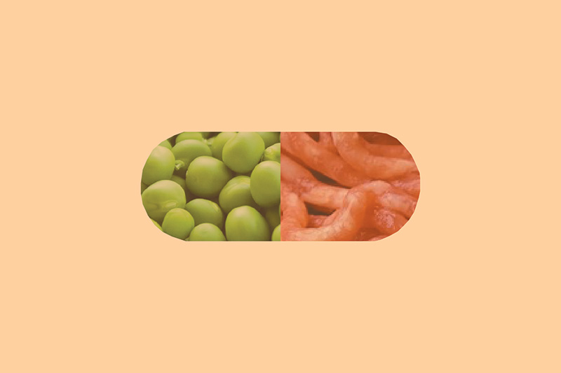 detail of a painting with a pharmaceutical pill