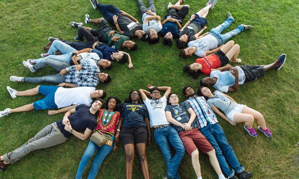 inernational students in a circle