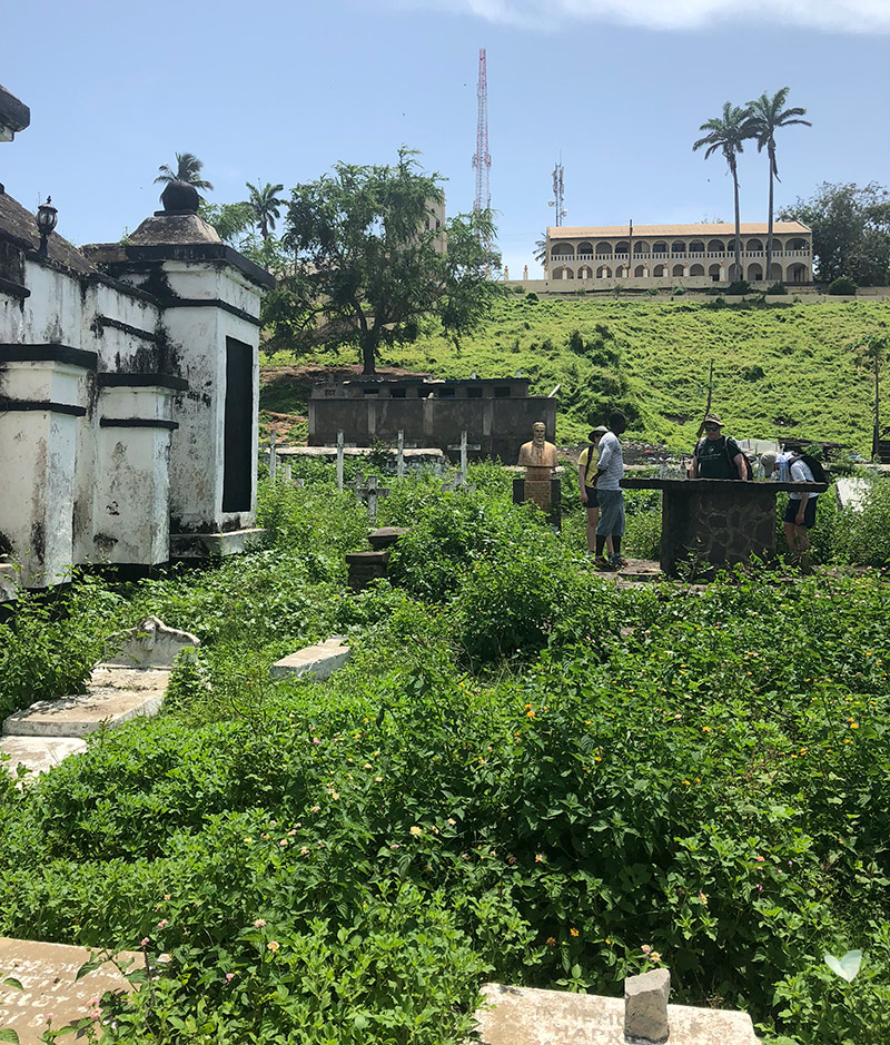 group tours a historic cemetary