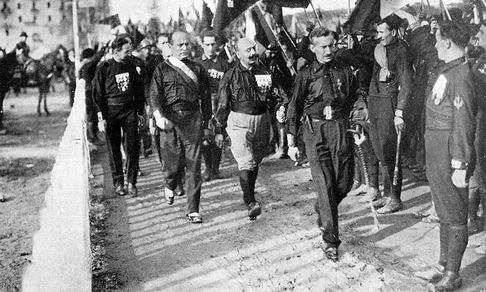 Feature image historical image of fascists marching in Italy