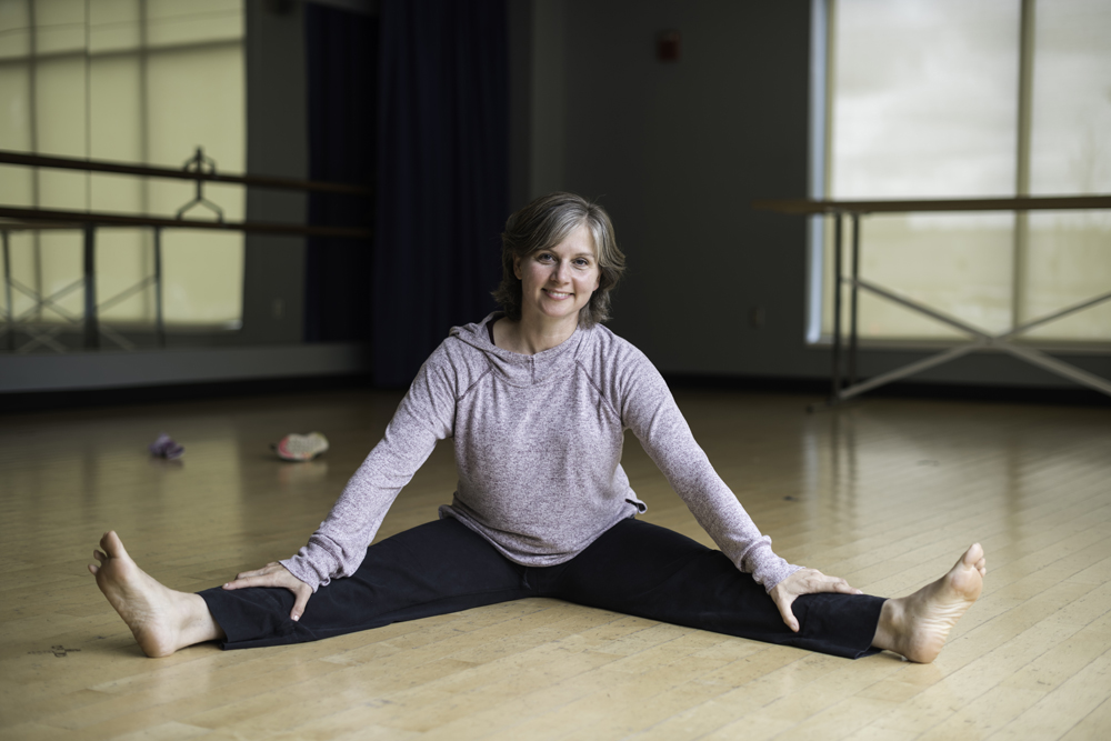 Missy Pfohl-Smith relaxes in a dance studio