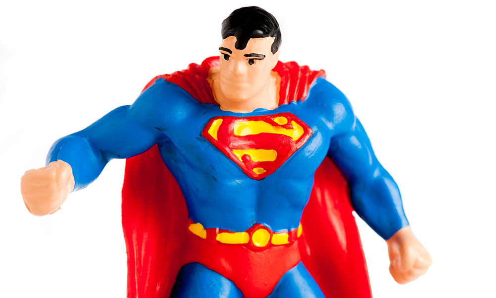 close-up of Superman action figure