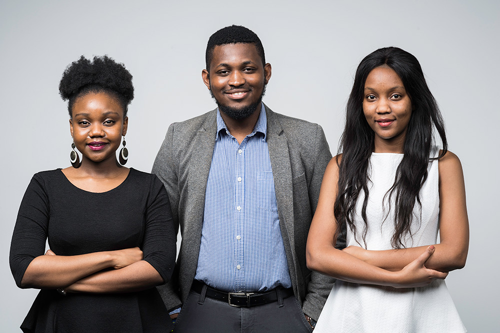 portrait of three students. 