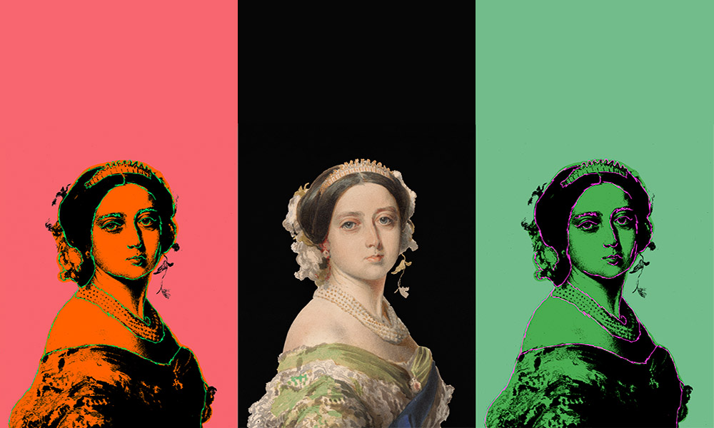 Feature image a traditional portrait of Queen Victoria, next to two modern ones.