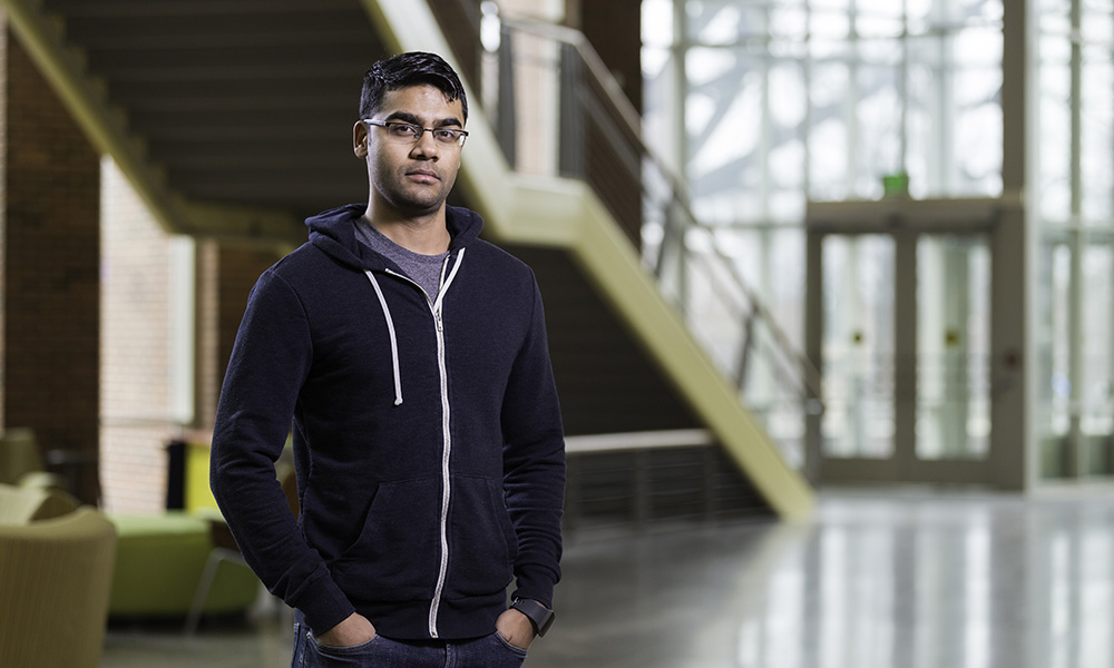 Feature image Suman Kumar '19 photographed in Rettner Hall