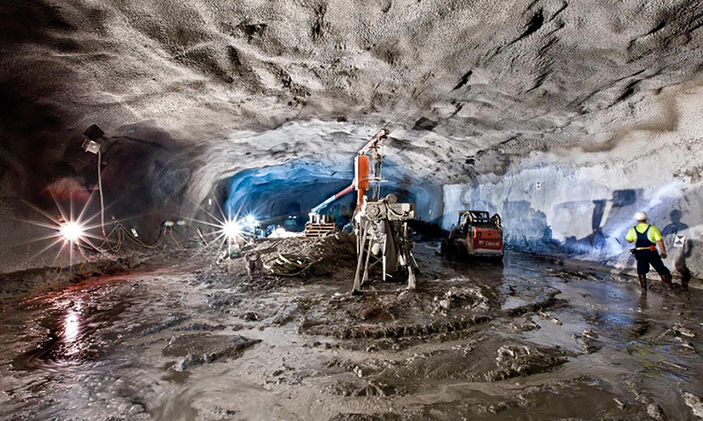 Components used to detect dark matter in an underground cavern.