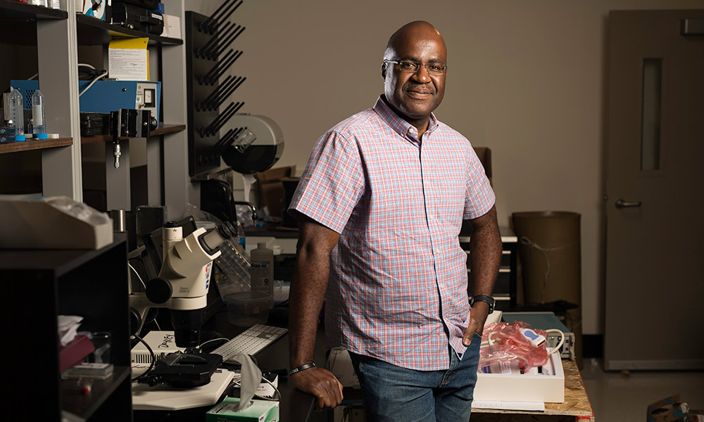 Marvin Doyley smiles in his lab.