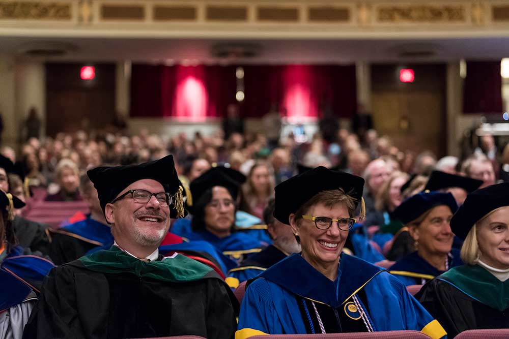 audience laughs during speech