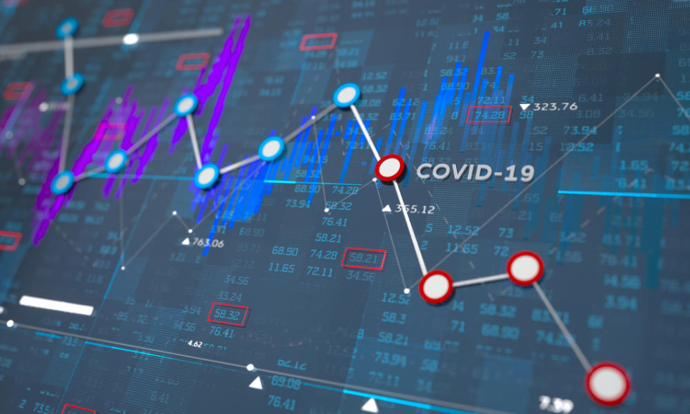 image of COVID-19 on stock market chart