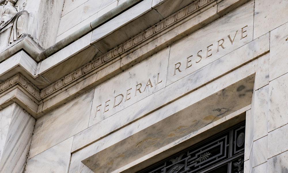 Feature image A detail from the Federal Reserve building in Washington, with the name Federal Reserve etched in stone.
