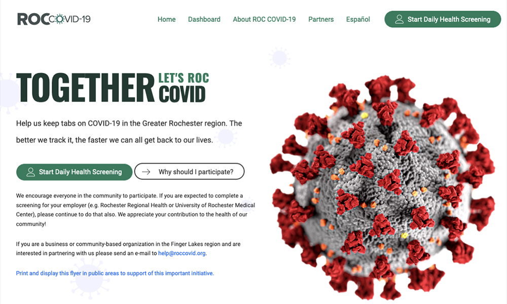 Feature image screen shot of ROC Covid-19 site