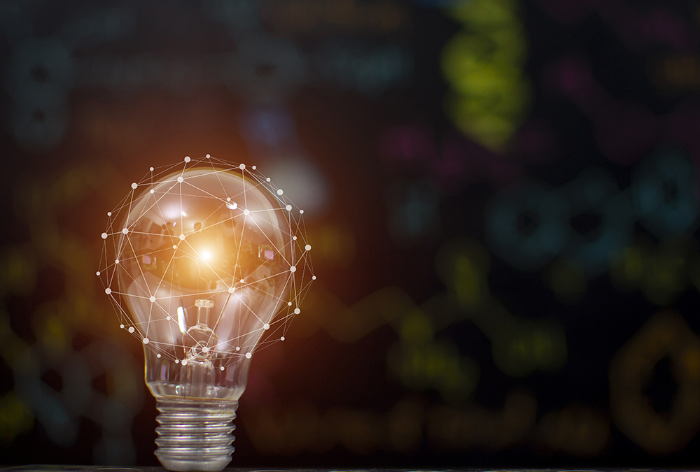 Feature image light bulb with vector points