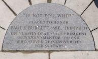 Memorial to Paul Burgett installed on Eastman Quad