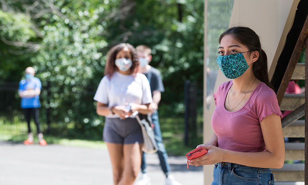 students with masks