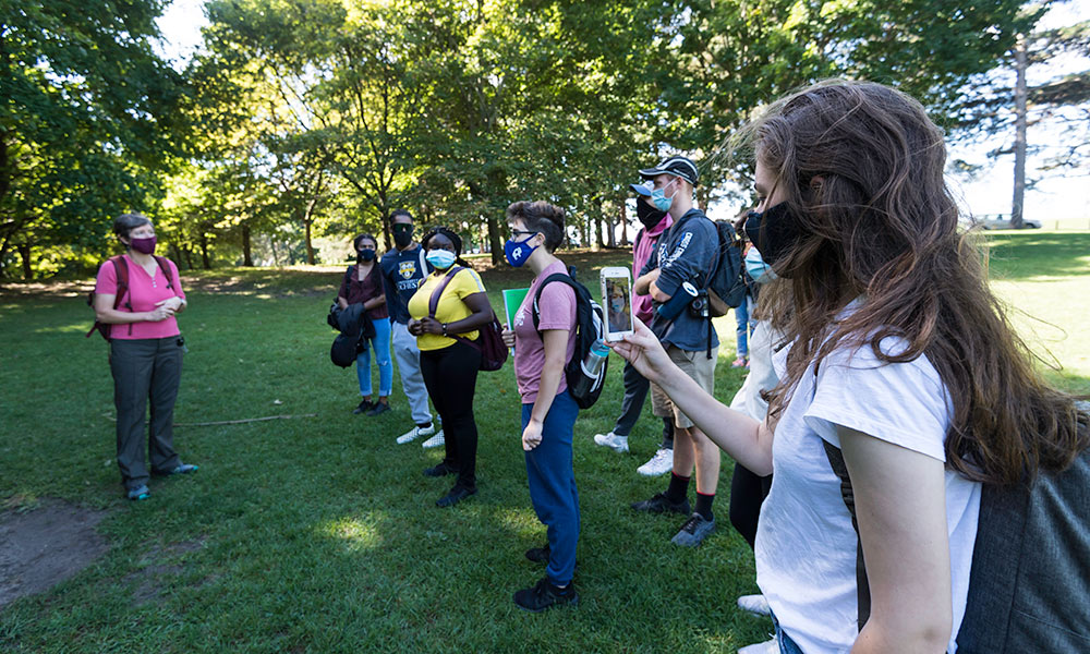 students at Cobbs hill for class