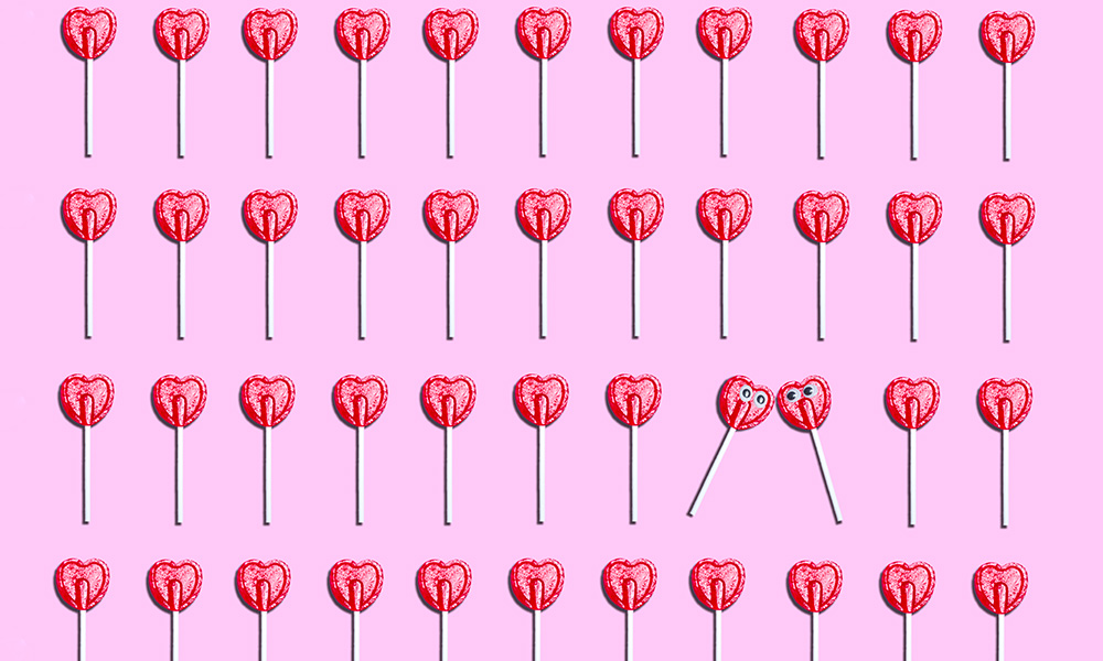 Heart-shaped lollipops for sexy mindset story.