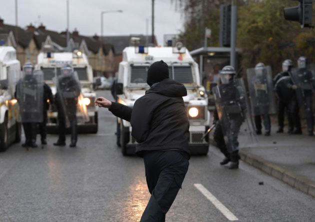 Irish unionist clashes with police.