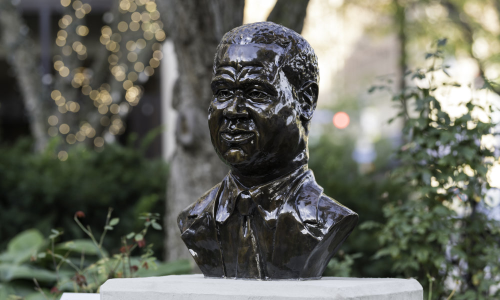 Bust of William Warfield outside in downtown Rochester, New York.